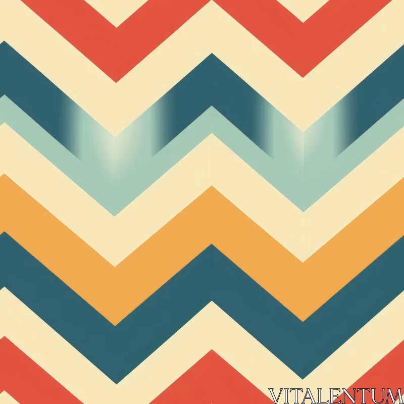 AI ART Retro Zigzag Pattern - Red, Blue, White Stripes