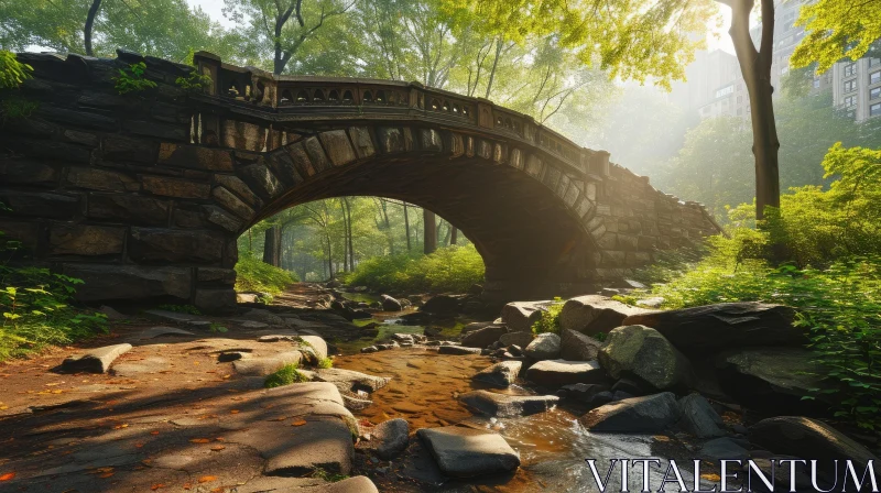Serene Stone Bridge in a Park: Capturing the Beauty of Nature AI Image