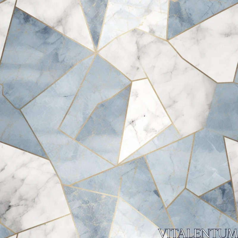 Luxurious Blue and Gold Geometric Marble Pattern AI Image