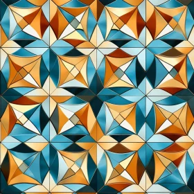 Moroccan Inspired Geometric Pattern in Blue and Orange