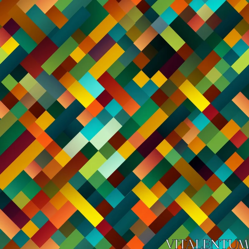 Dynamic Rectangles Pattern in Brown, Orange, Yellow, Green, Blue AI Image
