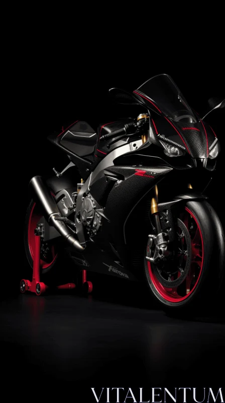Sporty Black Motorcycle with Red Trim | Whiplash Curves AI Image