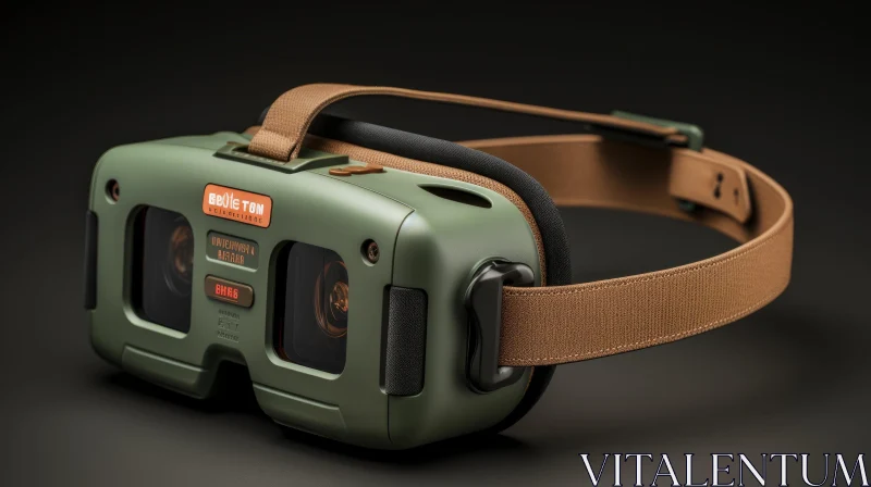 Virtual Reality Headset 3D Rendering in Olive Green and Black AI Image