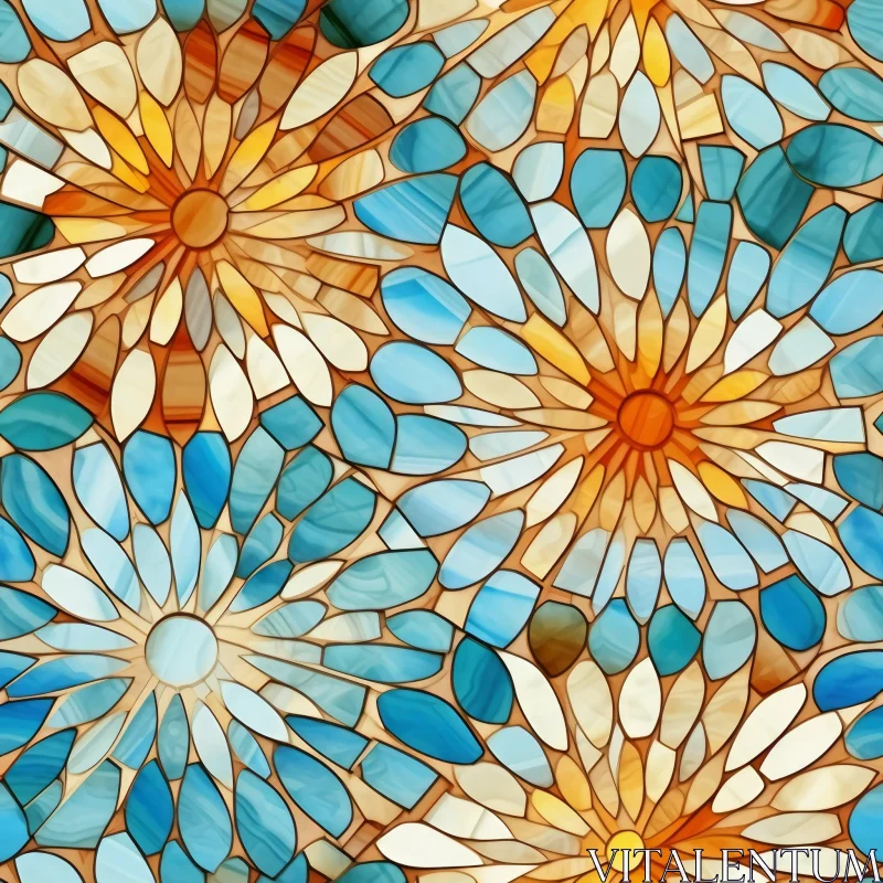 Colorful Mosaic Flowers Pattern AI Image