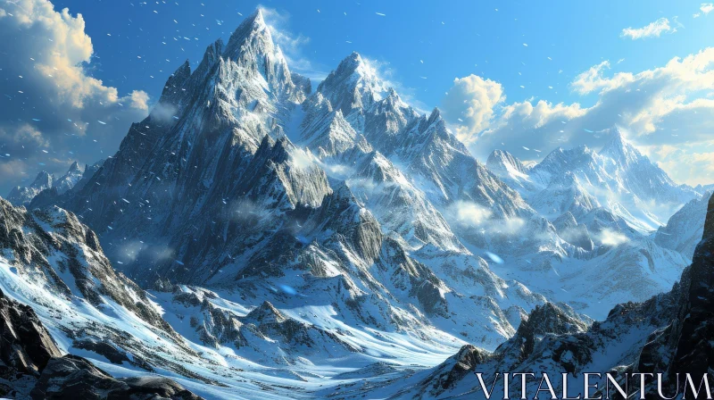 AI ART Majestic Snow-Capped Mountain Range: A Stunning Natural Wonder