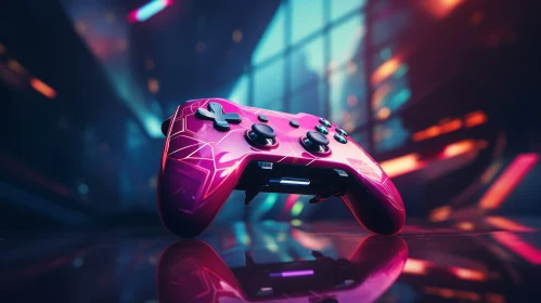 Pink Translucent Video Game Controller on Glossy Black Surface