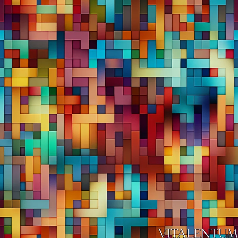 Pixelated Mosaic - Colorful and Chaotic Artwork AI Image