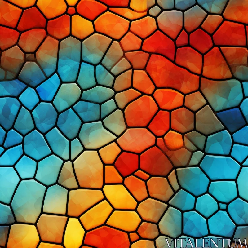 Blue Orange Yellow Abstract Mosaic Pattern AI Image