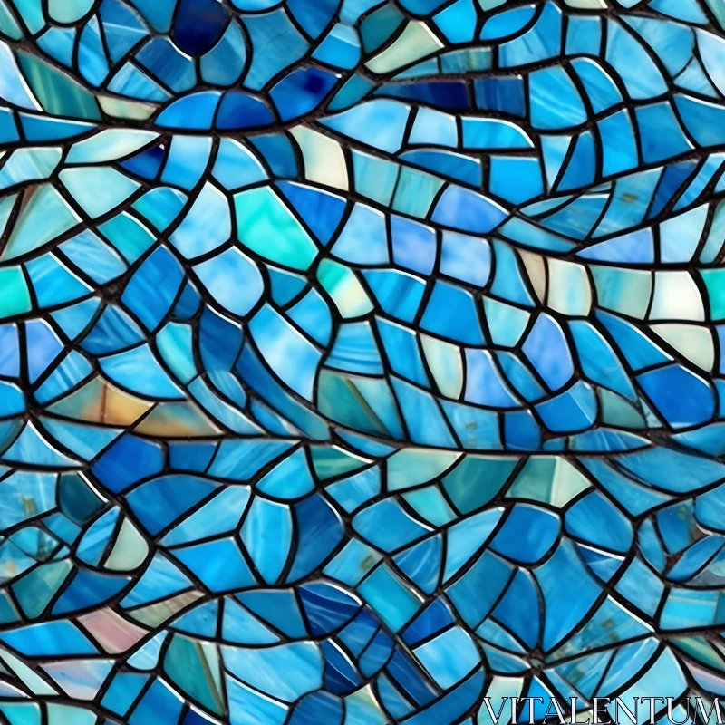 AI ART Blue Stained Glass Mosaic Texture for Architectural Projects