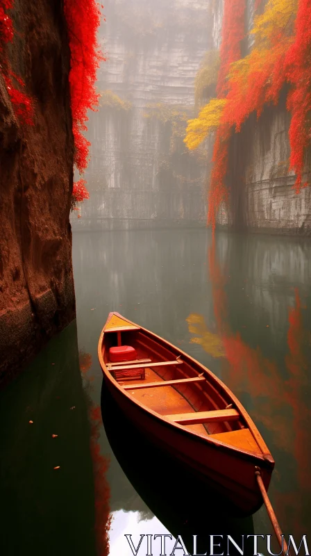 Captivating Nature Photography: A Brown Boat Floating in a River AI Image