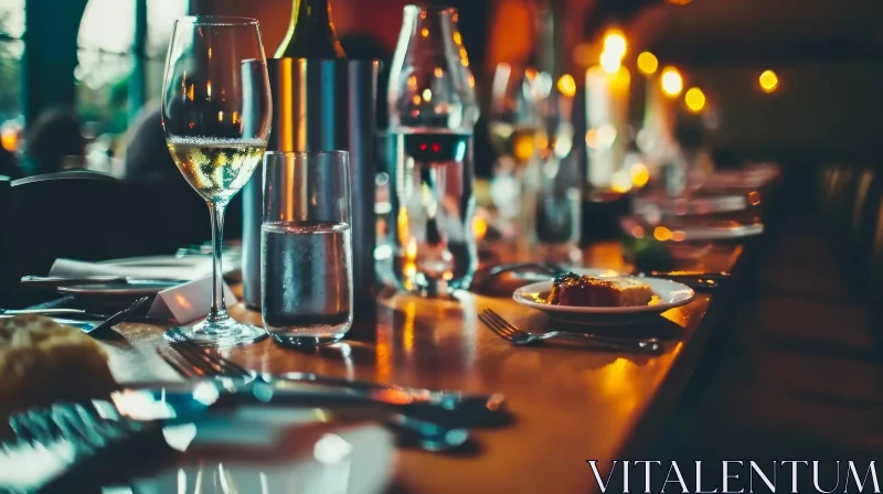 Elegant Dinner Party Table Setting with Candlelight AI Image