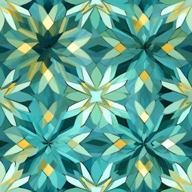 Elegant Teal and Green Geometric Leaf Pattern
