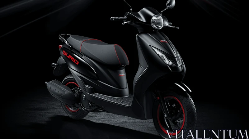 AI ART Black Scooter with Red Color | Subdued Tranquility | Moody Neo-Noir