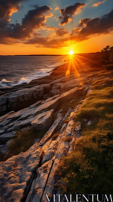 Captivating Sunset at Craggy Head Tucker Hampstead, Maine AI Image