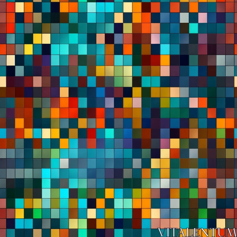 Colorful Geometric Chaos: Abstract Pixel Art AI Image