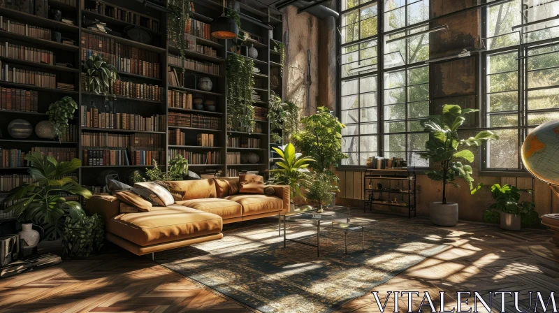 Elegant and Modern Living Room with Natural Light AI Image
