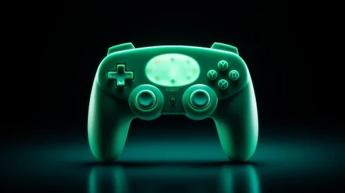Green Futuristic 3D Video Game Controller Rendering