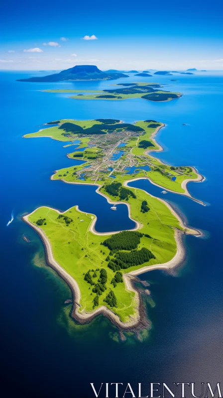 Captivating Aerial View of a Majestic Island Surrounded by the Ocean AI Image