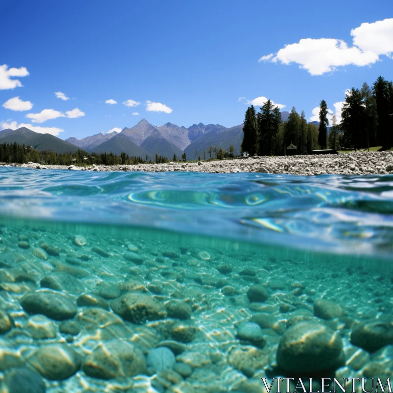 Clear Water with Rocks: A Stunning Natural Phenomenon AI Image