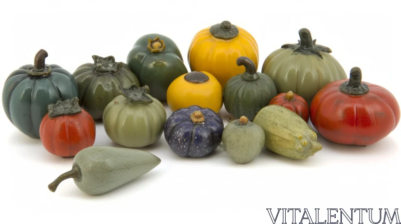 Exquisite Ceramic Vegetable and Fruit Still Life AI Image