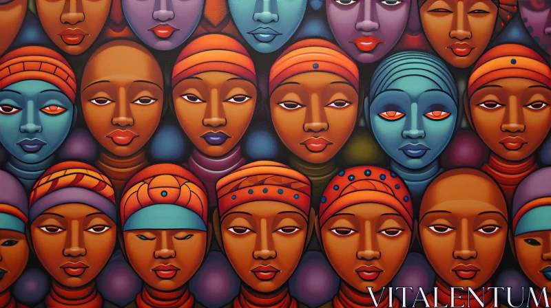 African Women Painting: Serene Beauty in Vibrant Colors AI Image
