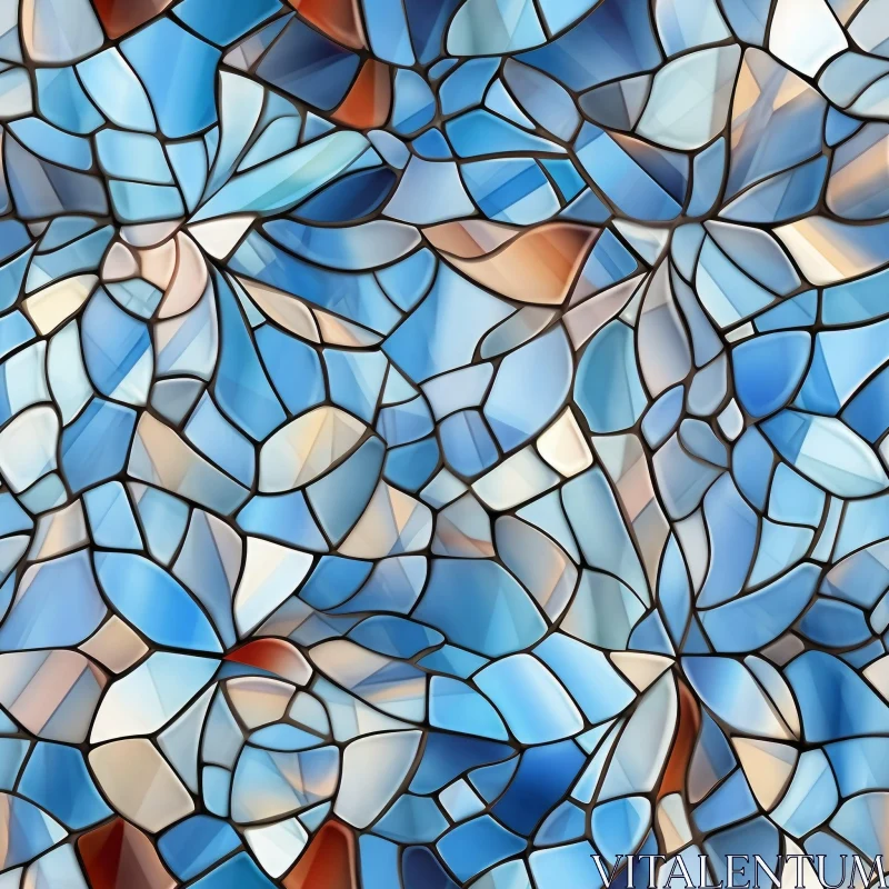 AI ART Blue Stained Glass Mosaic Pattern
