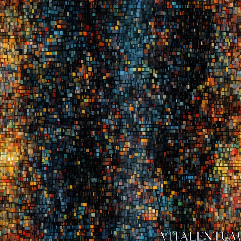 Colorful Mosaic Grid Pattern on Black Background AI Image