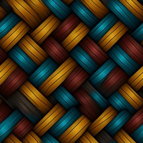 Basket Weave Pattern - Blue, Brown, Yellow Colors
