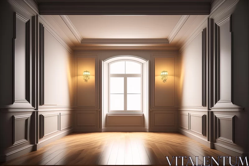 Empty Room with Wood Floors and Beautiful Light | Classical Revival AI Image