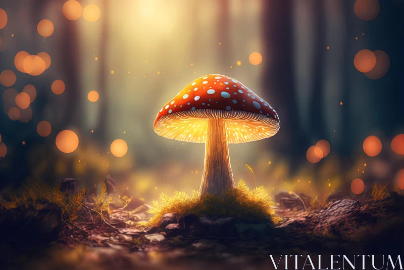 Enchanting Mushroom in a Forest - Hyper-Detailed and Vibrant Artwork AI Image