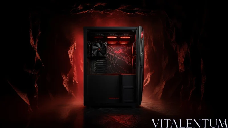 Futuristic Computer Case with Red Lighting AI Image