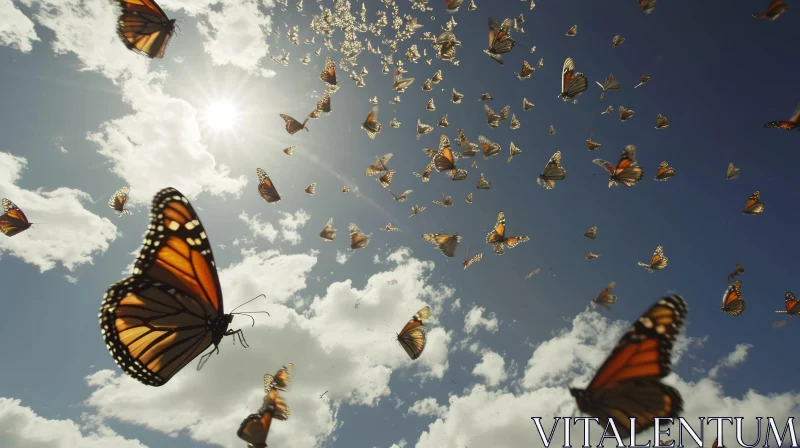 Graceful Monarch Butterflies Dancing in the Sky AI Image