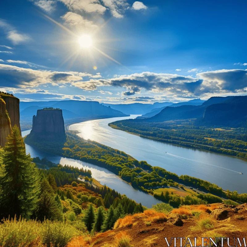 Majestic Mountain Lake: A Captivating Encounter of Nature and History AI Image