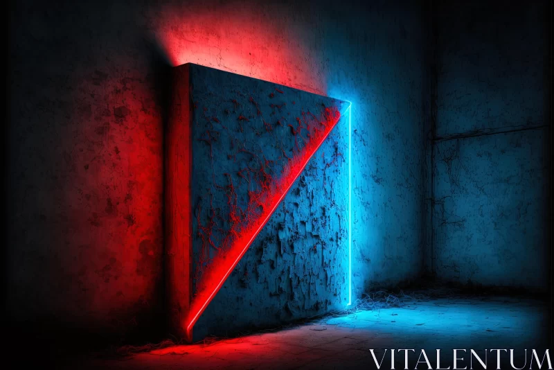 Neon Door: Captivating Symbolic Composition in Blue and Red AI Image