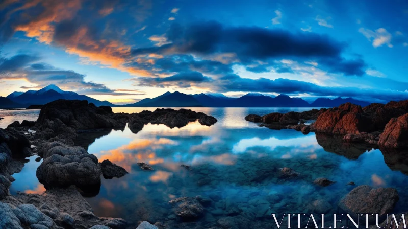 Serene Sunset Reflections: Captivating National Geographic-Inspired Photo AI Image