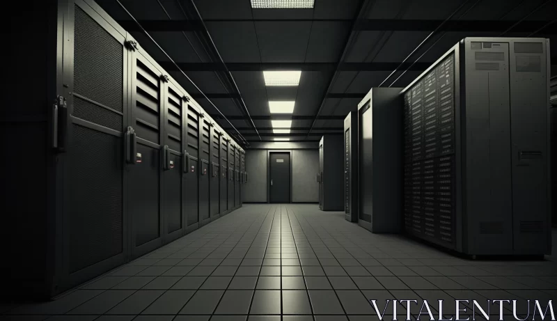Dark and Mysterious Server Room: A Fascinating Exploration of Data AI Image