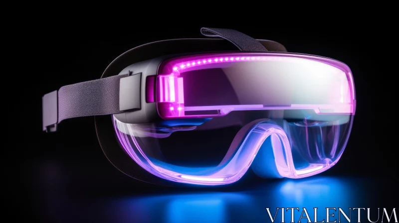 Futuristic Virtual Reality Glasses with Pink LED Lights AI Image
