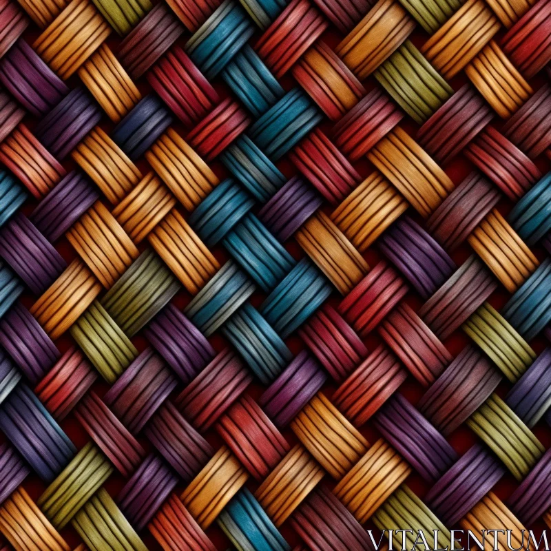 Multicolored Striped Wicker Basket Pattern AI Image