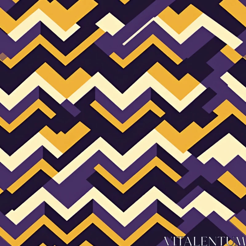 Retro Geometric Chevrons Pattern in Yellow and Purple AI Image