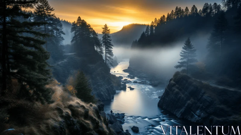 AI ART Serene River at Sunrise: Capturing the Ethereal Beauty of Nature