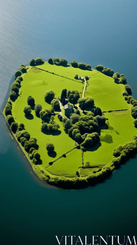 Captivating Aerial View of a Green Island | Nature Photography AI Image