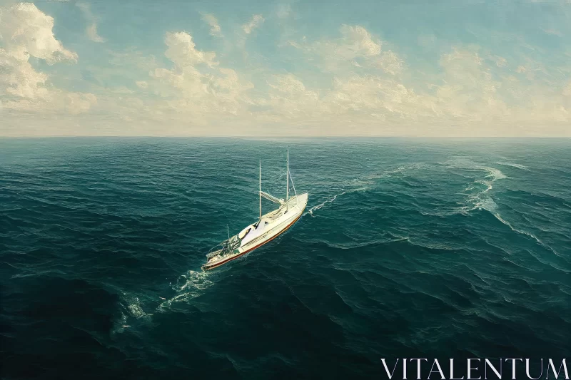 Captivating Realistic Sailboat Painting on the Sea AI Image