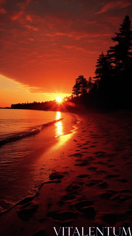 Captivating Sunset on a Beach - A Perfect Moment of Tranquility AI Image