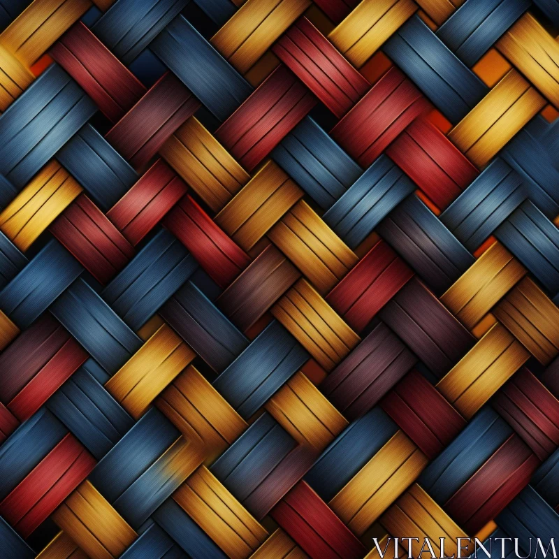 AI ART Basket-Weave Pattern in Blue, Yellow, Red, and Brown