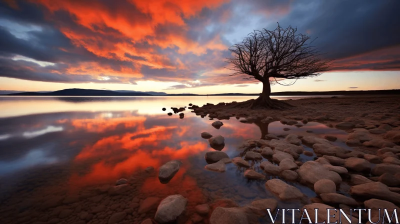 Captivating Sunset Over Water - Surreal and Dreamlike Landscape AI Image