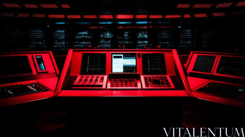 AI ART Red Console Control Room - Technology Scene