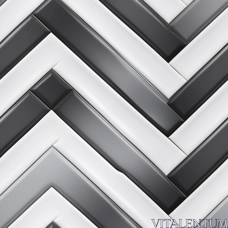 Black and White Herringbone Ceramic Tiles - Seamless 3D Render AI Image