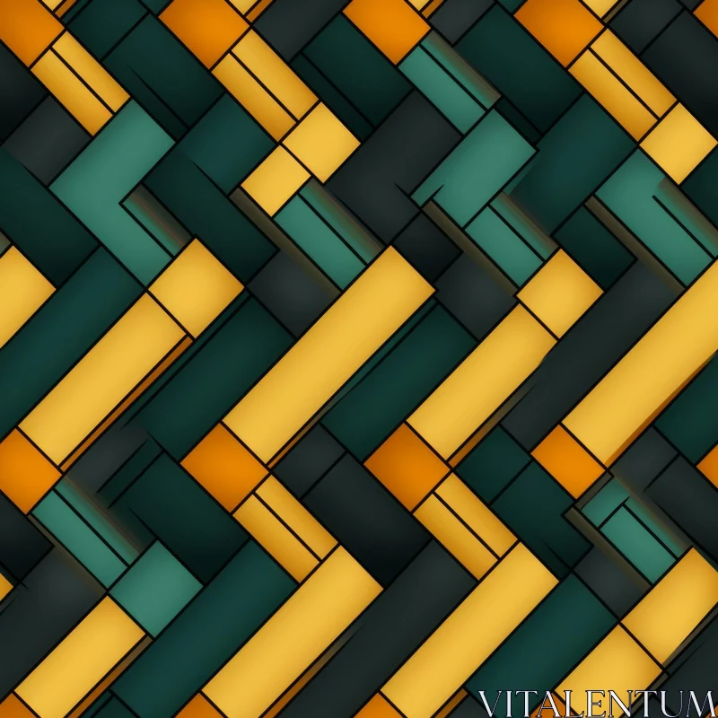 Dark Green and Olive Brick Geometric Pattern AI Image
