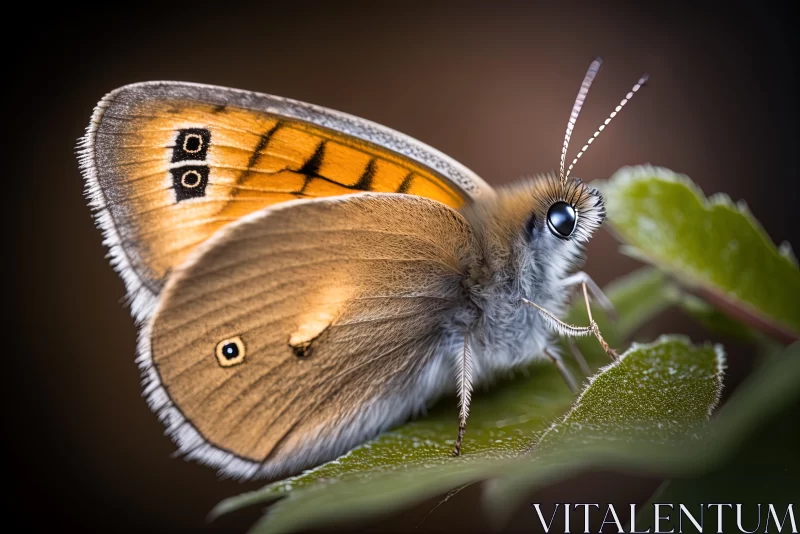 Brown Butterfly on Leaf | Characterful Animal Portraits AI Image