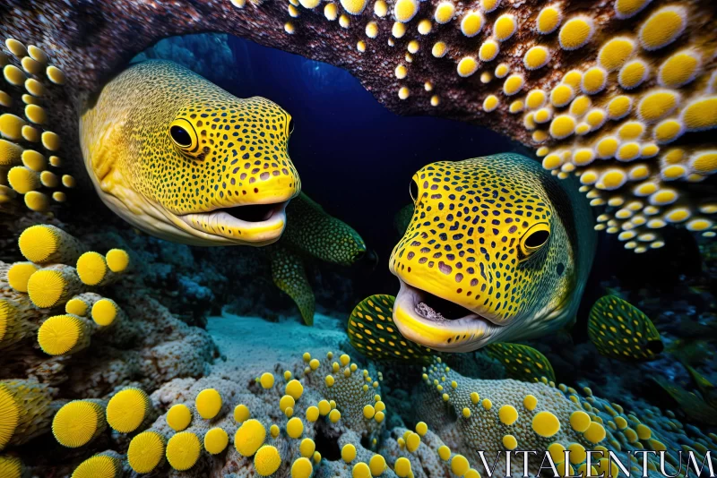 Colorful Puffer Fish in Coral - A Joyful Celebration of Nature AI Image